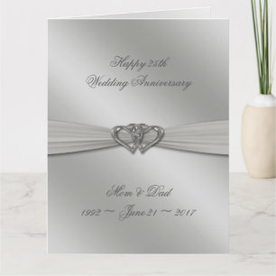 Classic Silver 25th Wedding Jubileum 8.5x11 Kaart