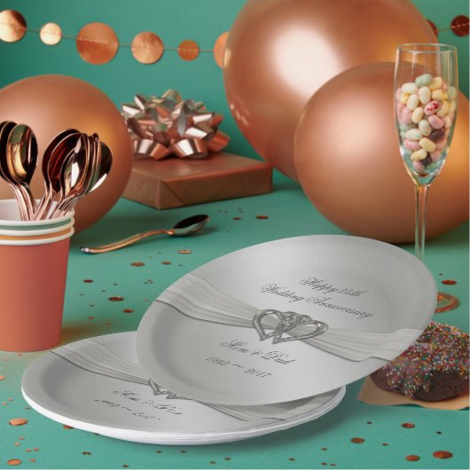 Classic Silver 25th Wedding Jubileum Borden Papieren Bordje (Multi)