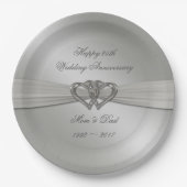 Classic Silver 25th Wedding Jubileum Borden Papieren Bordje (Voorkant)