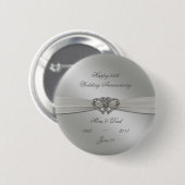 Classic Silver 25th Wedding Jubileum Button (Voorkant /achterkant)
