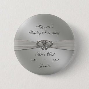 Classic Silver 25th Wedding Jubileum Button
