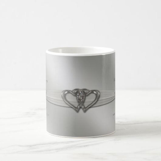 Classic Silver 25th Wedding Jubileum Coffee Mok (Center)