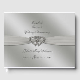 Classic Silver 25th Wedding Jubileum Guestbook Gastenboek