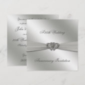 Classic Silver 25th Wedding Jubileum Invite Kaart (Voorkant / Achterkant)