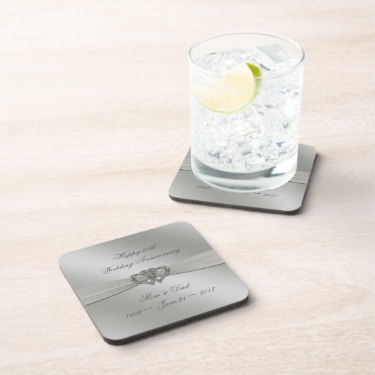 Classic Silver 25th Wedding Jubileum Onderzetters (Rechterzijde)