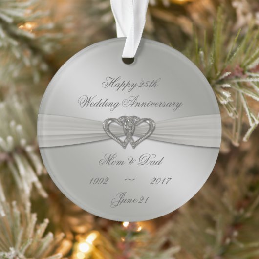 Classic Silver 25th Wedding Jubileum Ornament (Boom)
