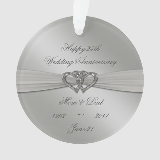 Classic Silver 25th Wedding Jubileum Ornament (voorkant)