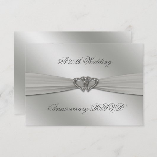 Classic Silver 25th Wedding Jubileum RSVP (Voorkant / Achterkant)