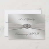 Classic Silver 25th Wedding Jubileum RSVP Kaartje (Voorkant)