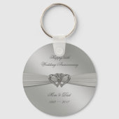 Classic Silver 25th Wedding Jubileum Sleutelhanger (Voorkant)