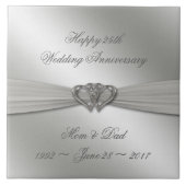 Classic Silver 25th Wedding Jubileum Tegel Tegeltje (Voorkant)