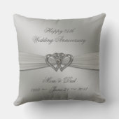 Classic Silver 25th Wedding Jubileum Throw Pill Kussen (Achterkant)