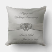 Classic Silver 25th Wedding Jubileum Throw Pill Kussen (Voorkant)