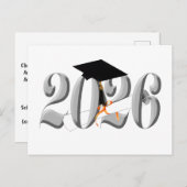 Classic Silver Class of 2026 Graduation Briefkaart (Voorkant / Achterkant)