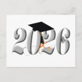 Classic Silver Class of 2026 Graduation Briefkaart (Voorkant)