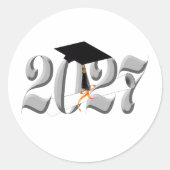 Classic Silver Class of 2027 Graduation Ronde Sticker (Voorkant)