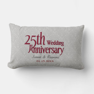 Classic Silver Damask 25th Wedding Jubileum Kussen