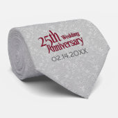 Classic Silver Damask 25th Wedding Jubileum Stropdas (Opgerold)