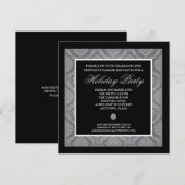 Classic Silver Damask Corporate Holiday Party Kaart (Voorkant / Achterkant)