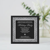 Classic Silver Damask Corporate Holiday Party Kaart (Staand voorkant)