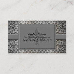 Classic Silver en Grey Damask Visitekaartje