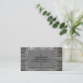 Classic Silver en Grey Damask Visitekaartje (Staand voorkant)