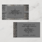 Classic Silver en Grey Damask Visitekaartje (Voorkant / Achterkant)