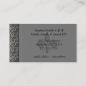 Classic Silver en Grey Damask Visitekaartje (Achterkant)