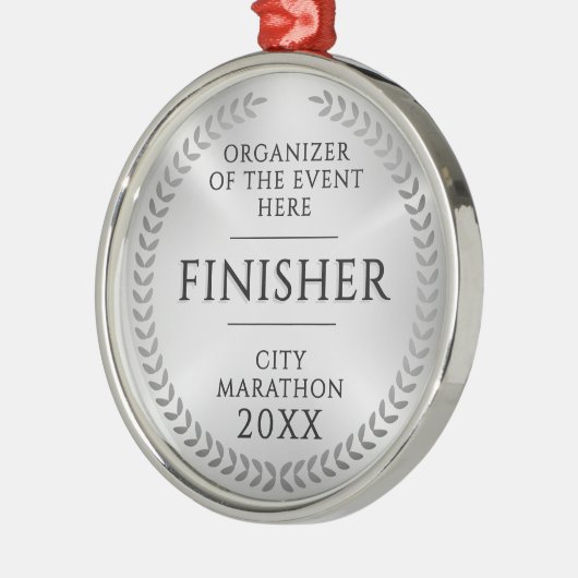 Classic Silver Finish Monochrome Sport Race Medal Metalen Ornament (Links)