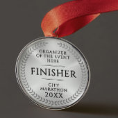 Classic Silver Finish Monochrome Sport Race Medal Metalen Ornament
