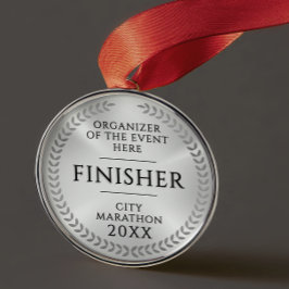 Classic Silver Finish Monochrome Sport Race Medal Metalen Ornament
