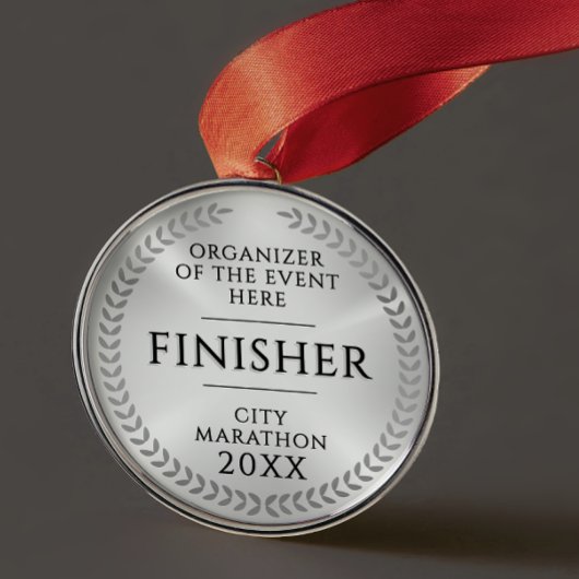 Classic Silver Finish Monochrome Sport Race Medal Metalen Ornament