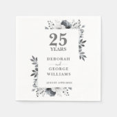 Classic Silver Floral 25th Wedding Jubileum Servet (Voorkant)