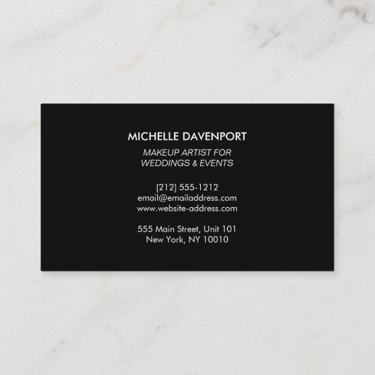 Classic Silver Glitter make-up artiest Visitekaart Visitekaartje (Achterkant)