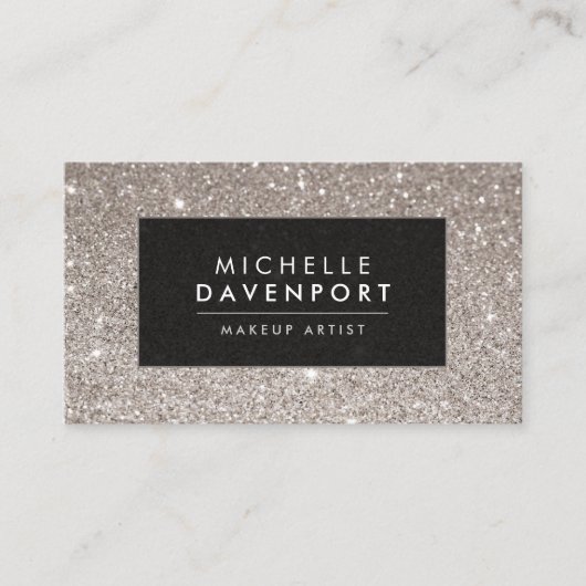 Classic Silver Glitter make-up artiest Visitekaart Visitekaartje (Voorkant)