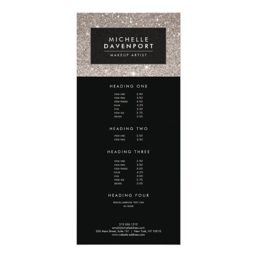 Classic Silver Glitter Make-up Artist Rack Kaart (Voorkant)