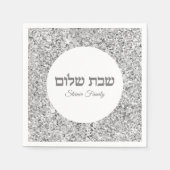 Classic Silver Glitter Shabbat Shalom Servet (Voorkant)