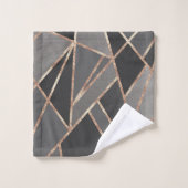 Classic Silver Grey Charcoal Roos Gold Geo #1 Bad Handdoek (Wasdoekje)