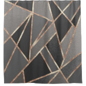 Classic Silver Grey Charcoal Roos Gold Geo #1 Douchegordijn (Voorkant)