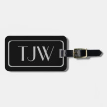 Classic Silver Initialen op zwarte Bagagelabels