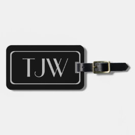 Classic Silver Initialen op zwarte Bagagelabels