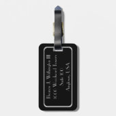 Classic Silver Initialen op zwarte Bagagelabels (Achterkant verticaal)