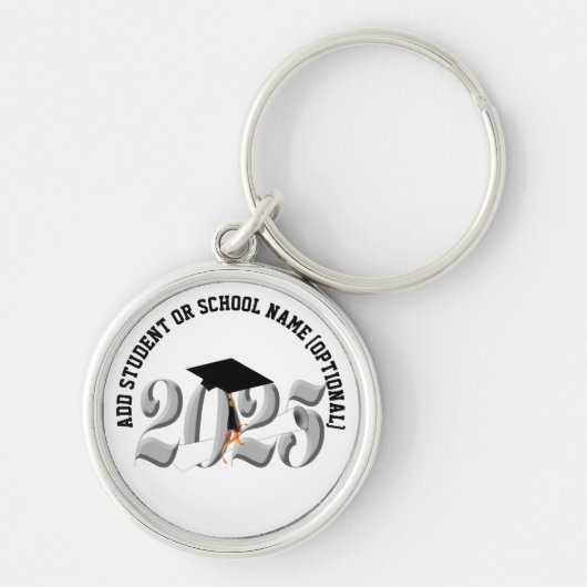 Classic Silver Klasse van 2025 Afstuderen Sleutelhanger (Voorkant)