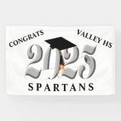 Classic Silver Klasse van 2025 Afstuderen Spandoek (Horizontaal)