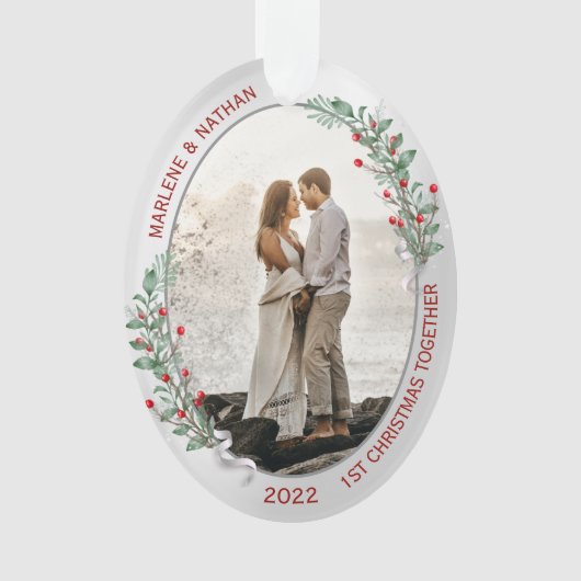 Classic Silver Lijst 1e Kerstmis samen Ornament (voorkant)