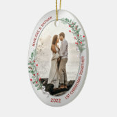 Classic Silver Lijst Foto 1 Kerstmis samen Keramisch Ornament (Links)