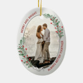Classic Silver Lijst Foto 1 Kerstmis samen Keramisch Ornament (Achterkant)