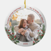 Classic Silver Lijst Foto 1 Kerstmis samen Keramisch Ornament (Achterkant)