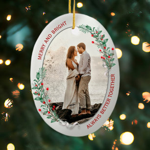 Classic Silver Lijst Foto 1 Kerstmis samen Keramisch Ornament