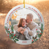 Classic Silver Lijst Foto 1 Kerstmis samen Keramisch Ornament